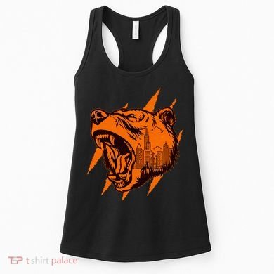Sporty Chicago Skyline Roaring Bear Women's Tank Top