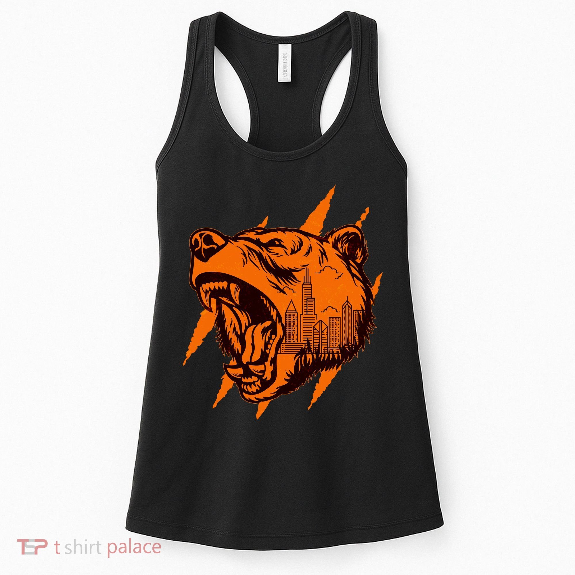 Sporty Chicago Skyline Roaring Bear Women's Tank Top