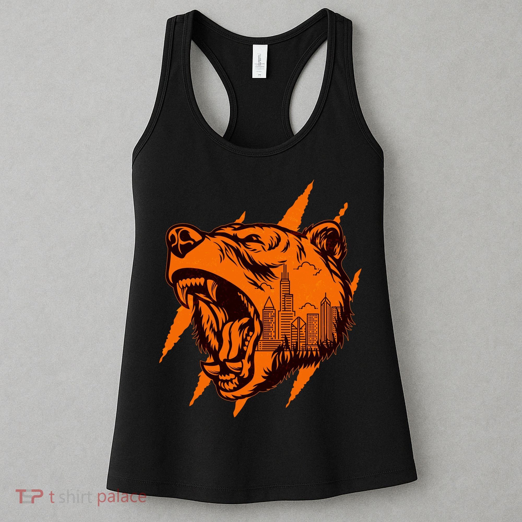 Sporty Chicago Skyline Roaring Bear Women's Tank Top