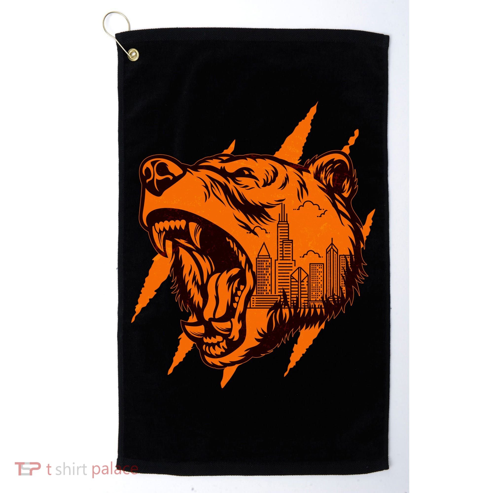 Sporty Chicago Skyline Roaring Bear Golf Towel