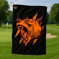 Sporty Chicago Skyline Roaring Bear Golf Towel thumb 1
