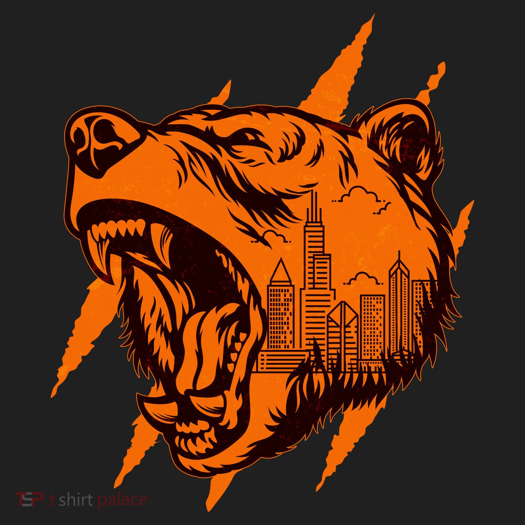 Sporty Chicago Skyline Roaring Bear Golf Towel