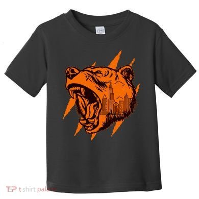 Sporty Chicago Skyline Roaring Bear Toddler T-Shirt
