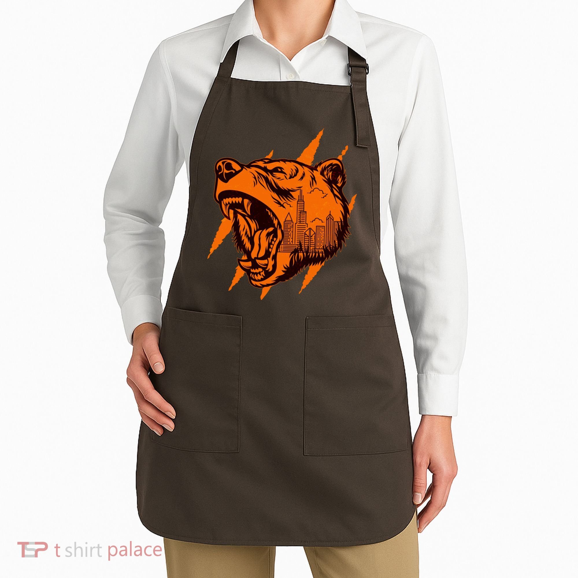 Sporty Chicago Skyline Roaring Bear Apron