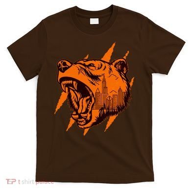 Sporty Chicago Skyline Roaring Bear T-Shirt