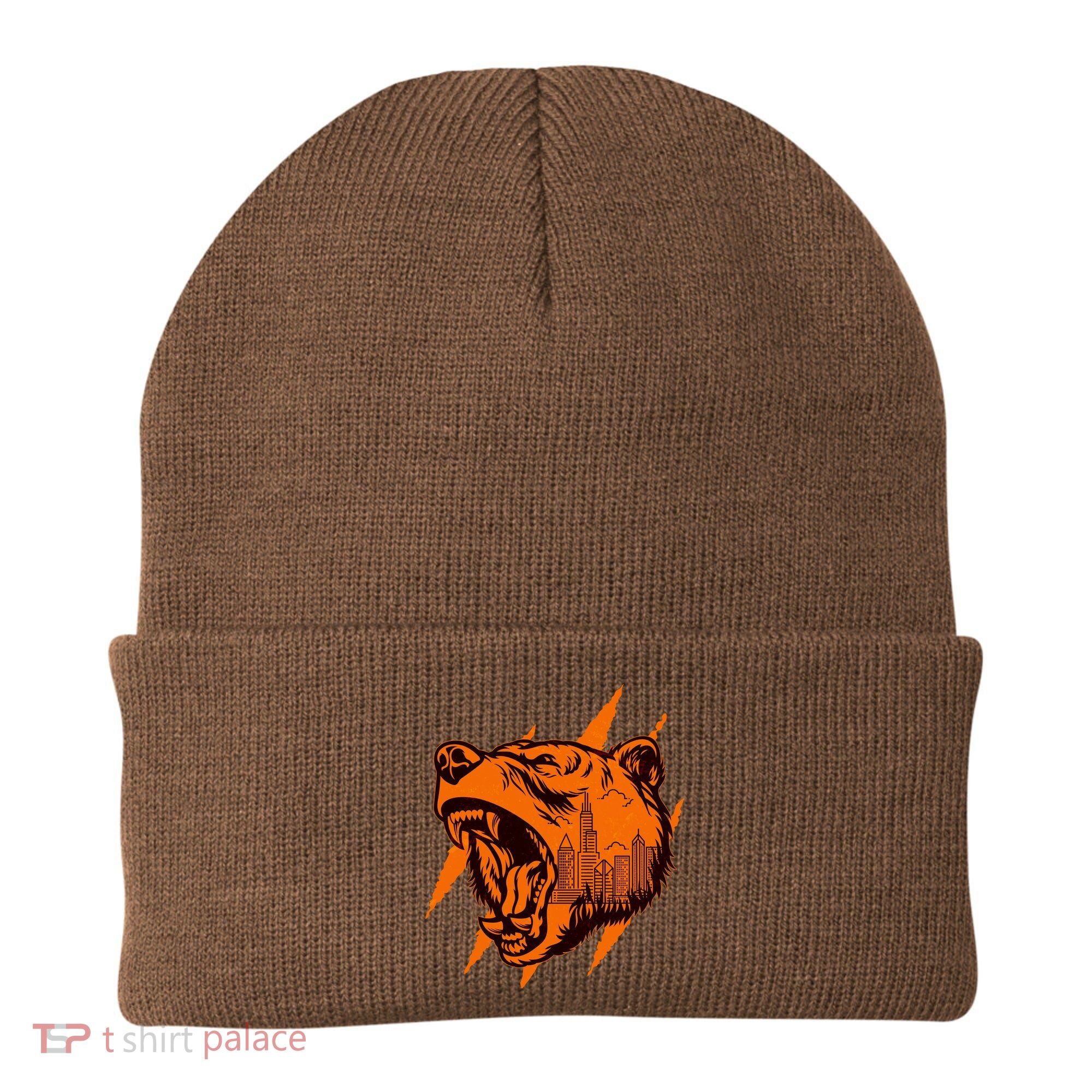 Sporty Chicago Skyline Roaring Bear Beanie