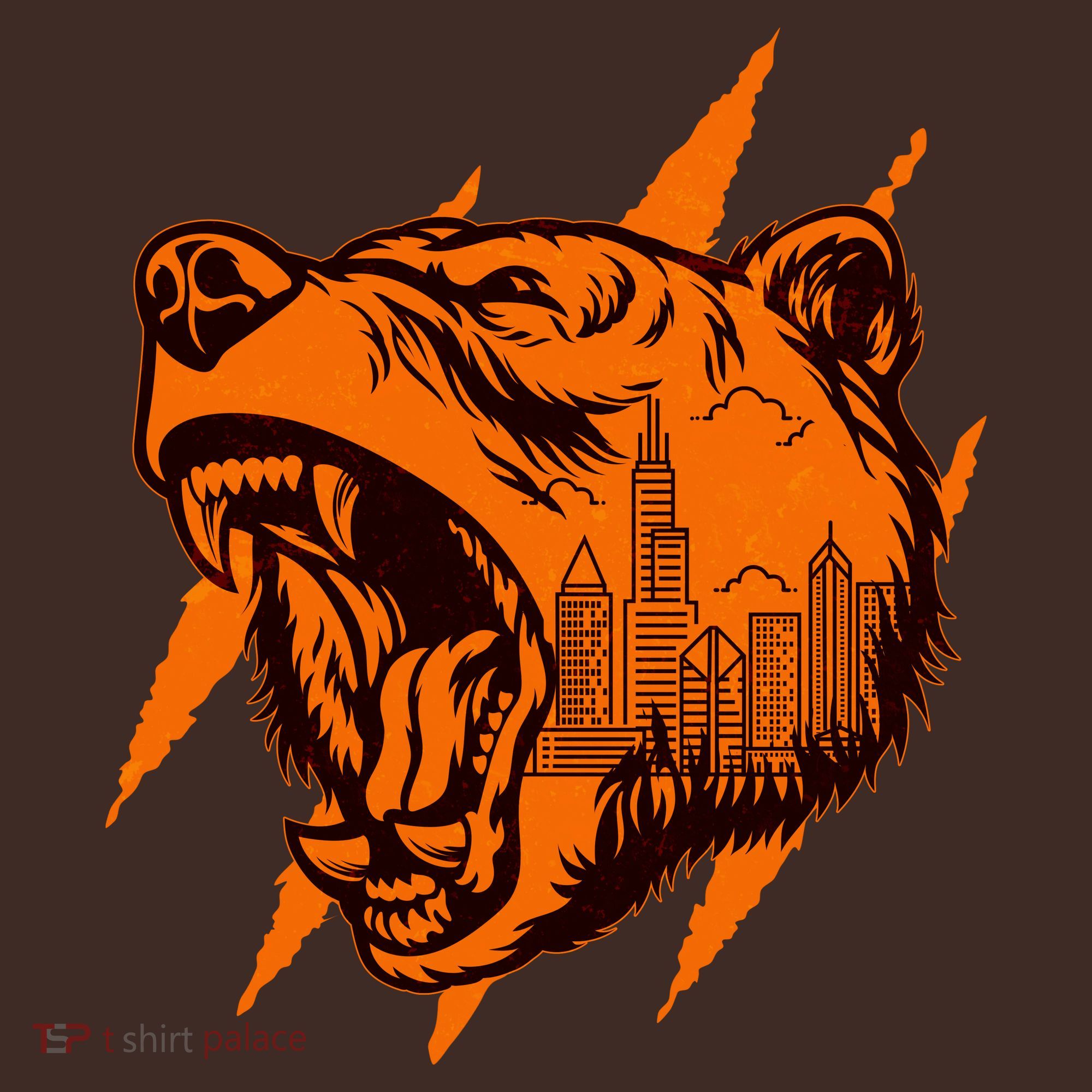 Sporty Chicago Skyline Roaring Bear Beanie