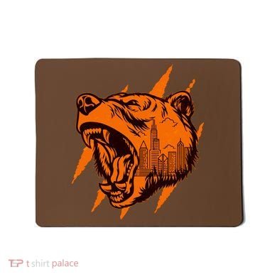 Sporty Chicago Skyline Roaring Bear Mousepad