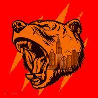 Sporty Chicago Skyline Roaring Bear Santa Hat thumb 1