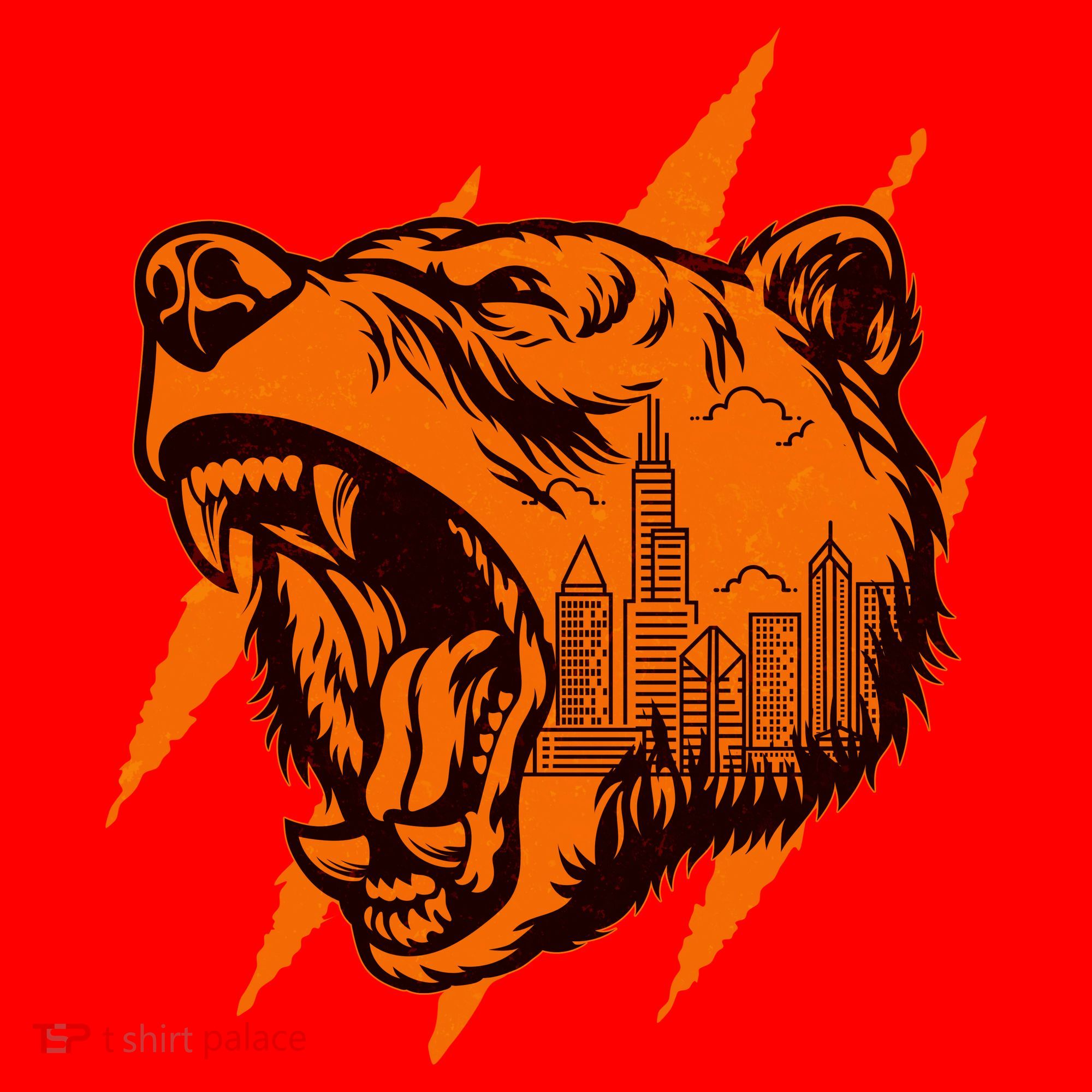 Sporty Chicago Skyline Roaring Bear Santa Hat