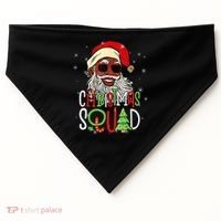 Santa Christmas Squad Black  African American Pajamas USA-Made Doggie Bandana thumb 0