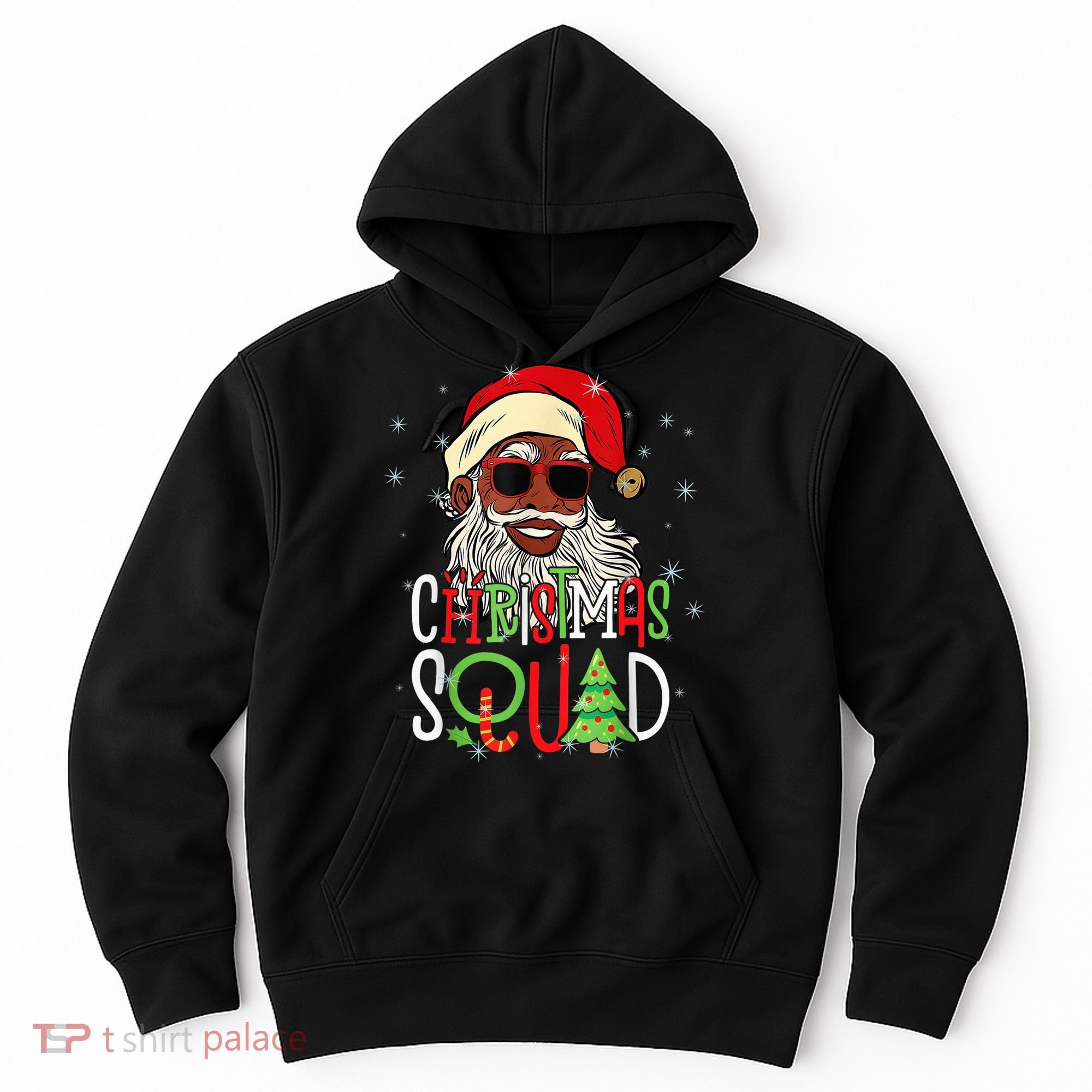 Santa Christmas Squad Black  African American Pajamas Hoodie