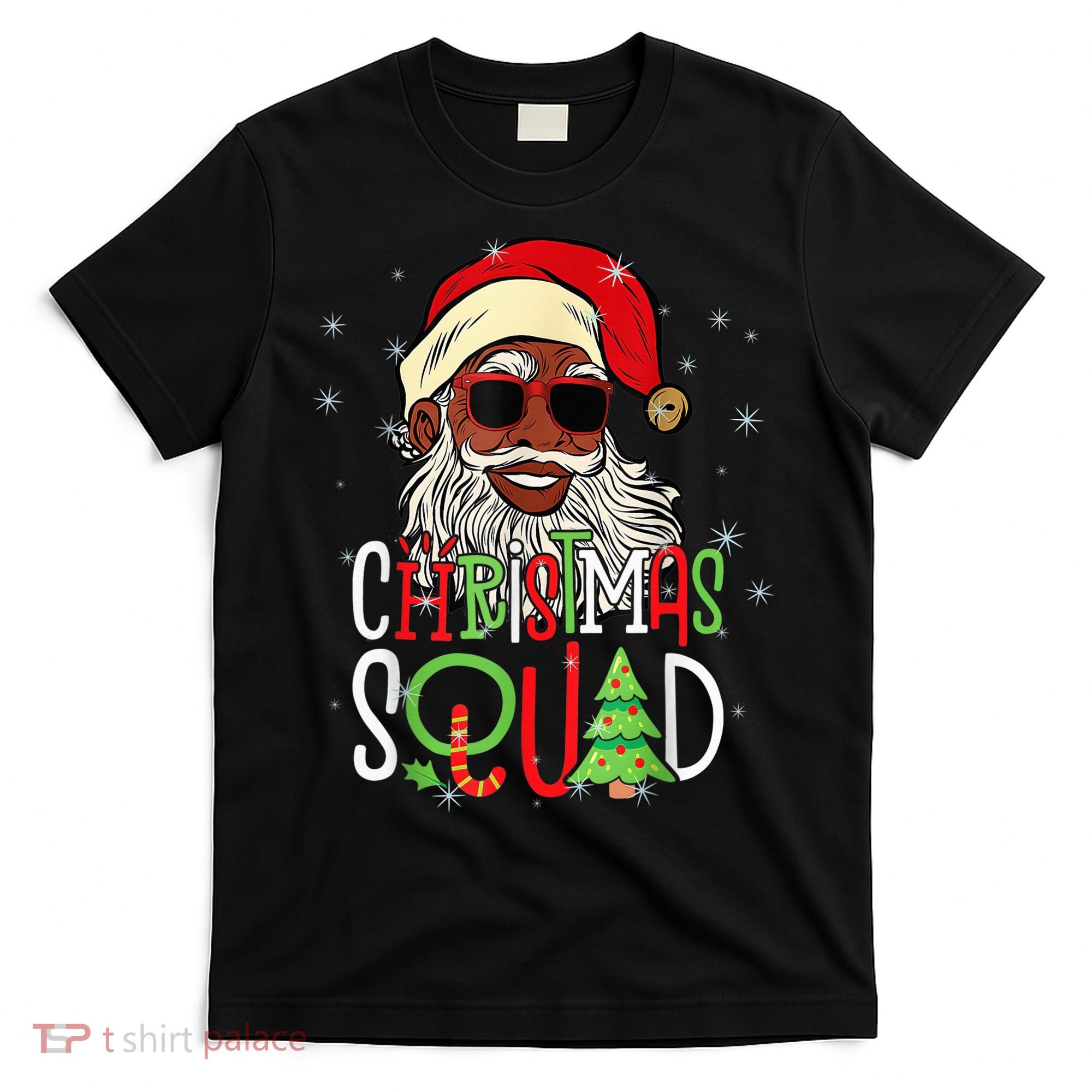 Santa Christmas Squad Black  African American Pajamas T-Shirt