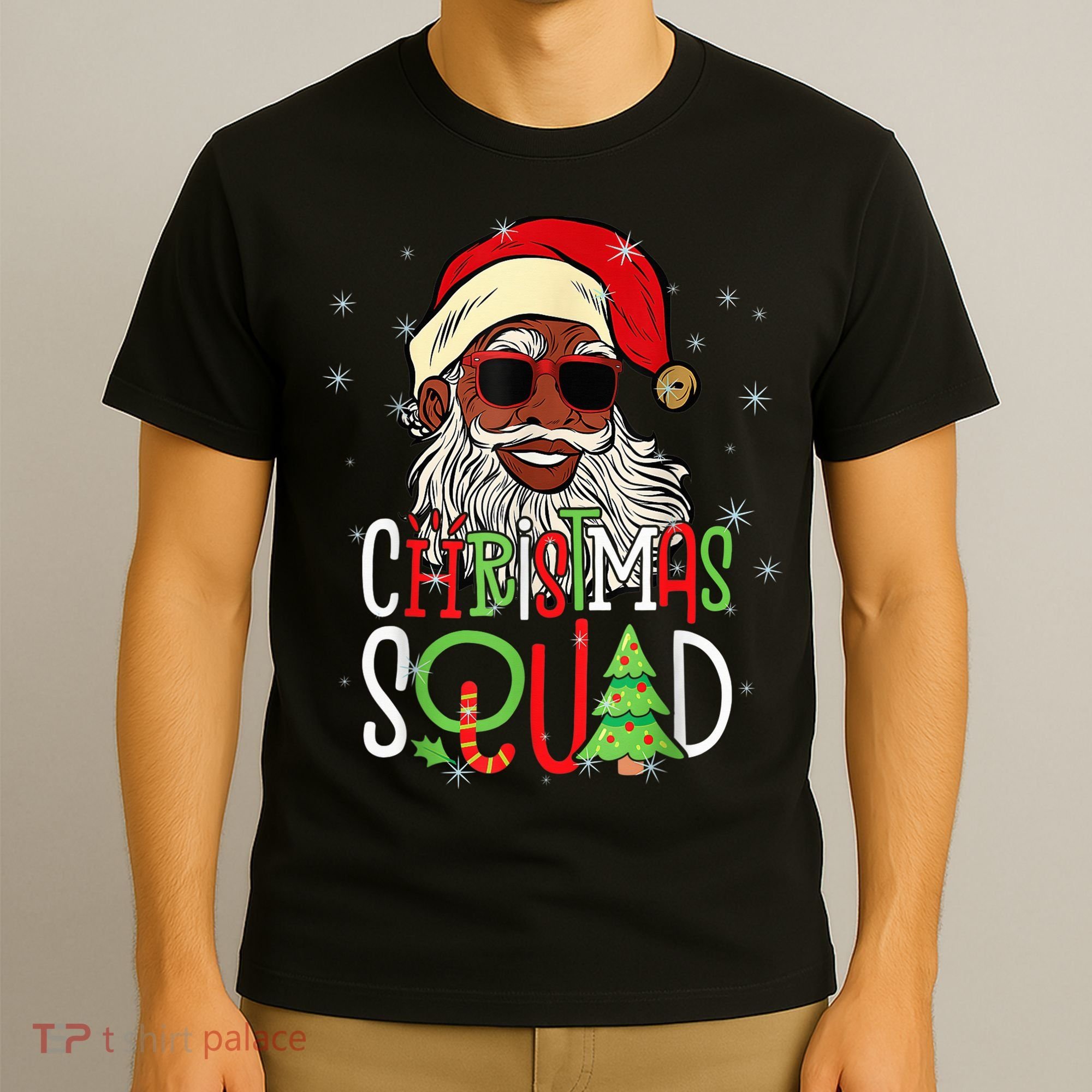 Santa Christmas Squad Black  African American Pajamas T-Shirt
