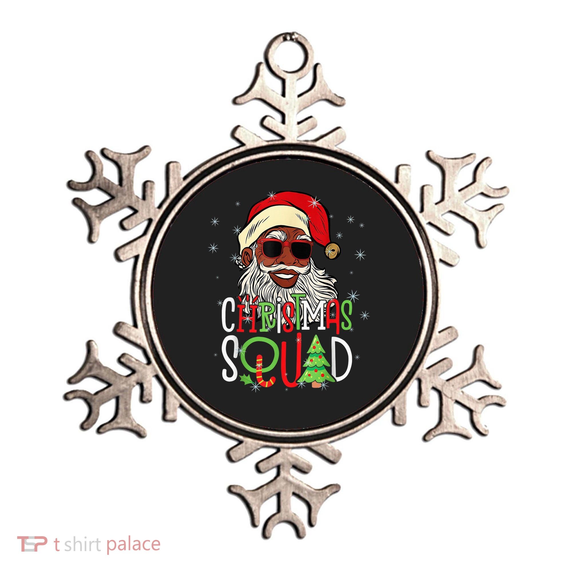 Santa Christmas Squad Black  African American Pajamas Ornament