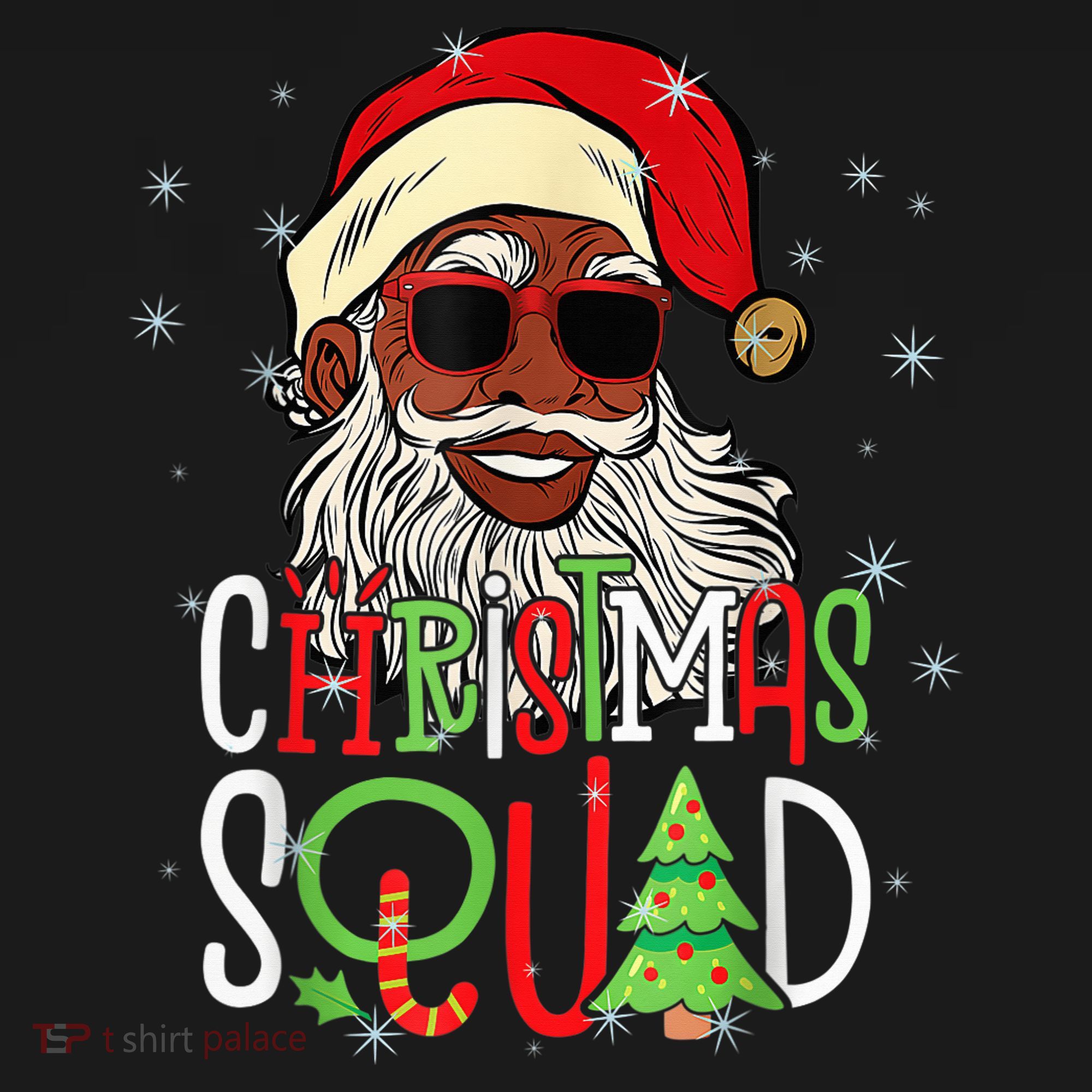 Santa Christmas Squad Black  African American Pajamas Women's Tank Top