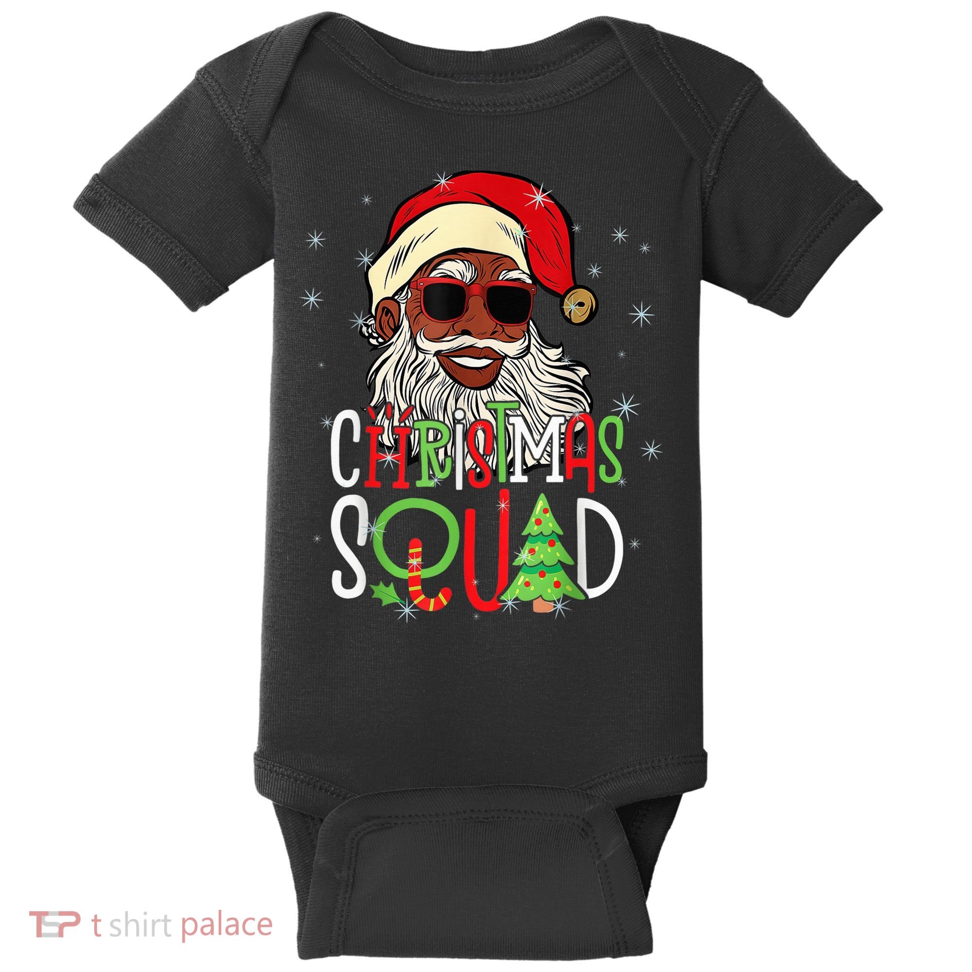 Santa Christmas Squad Black  African American Pajamas Baby Bodysuit