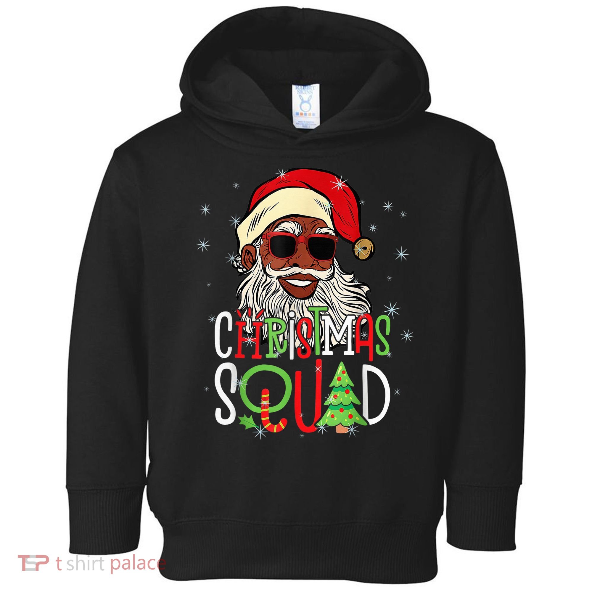Santa Christmas Squad Black  African American Pajamas Toddler Hoodie