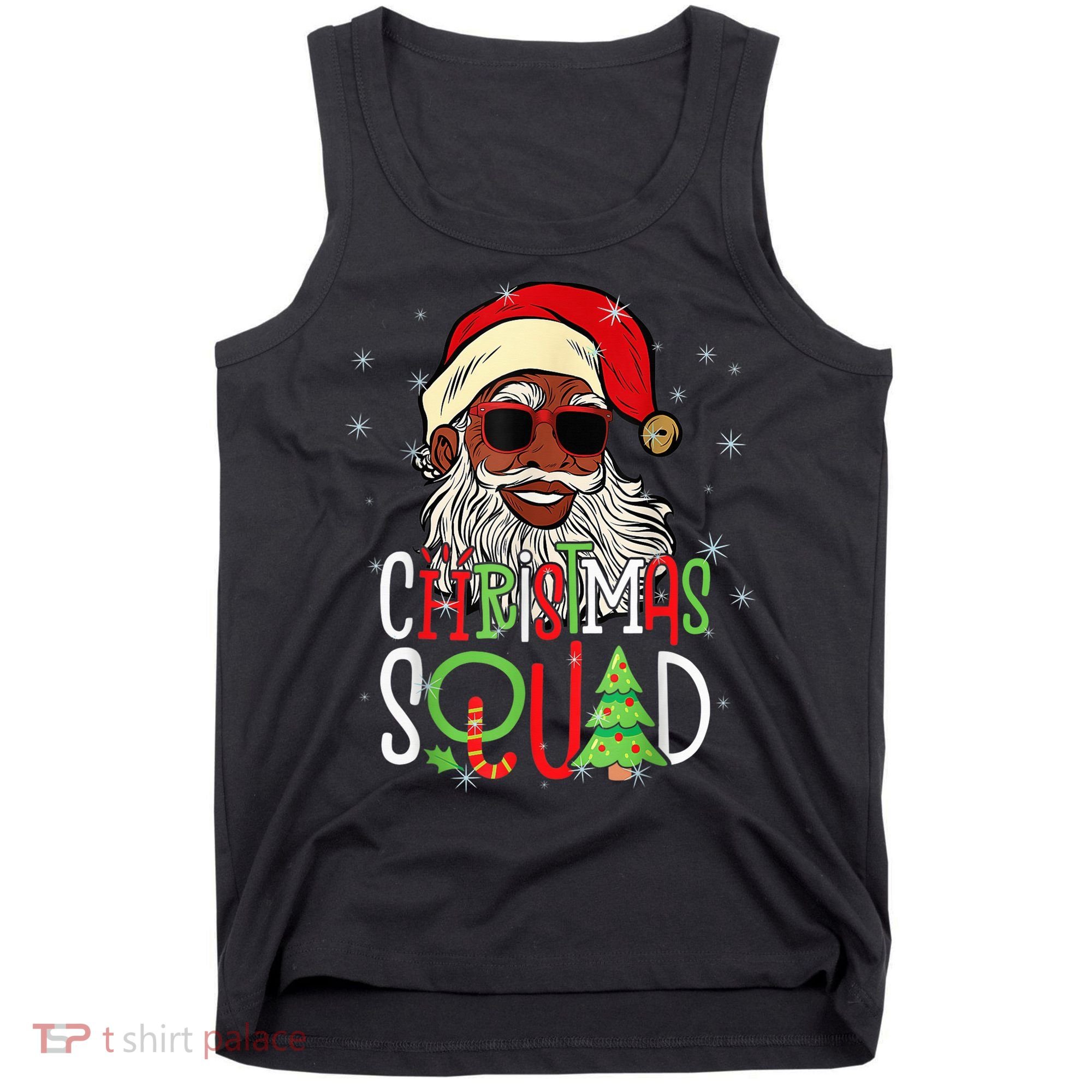 Santa Christmas Squad Black  African American Pajamas Tank Top