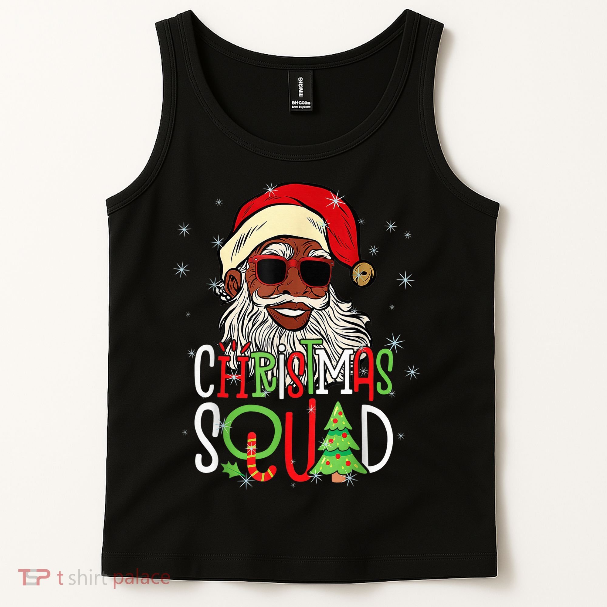 Santa Christmas Squad Black  African American Pajamas Tank Top