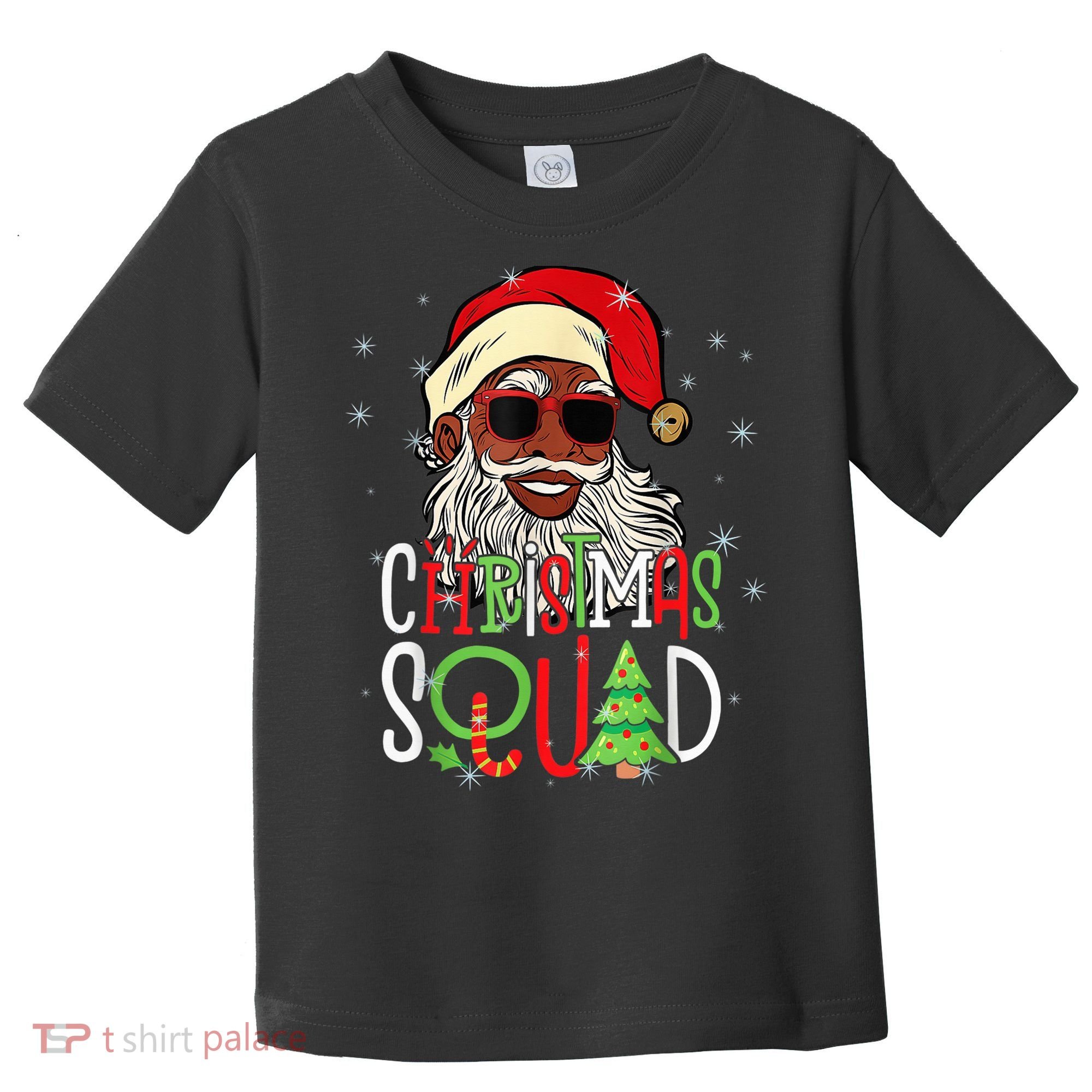 Santa Christmas Squad Black  African American Pajamas Toddler T-Shirt