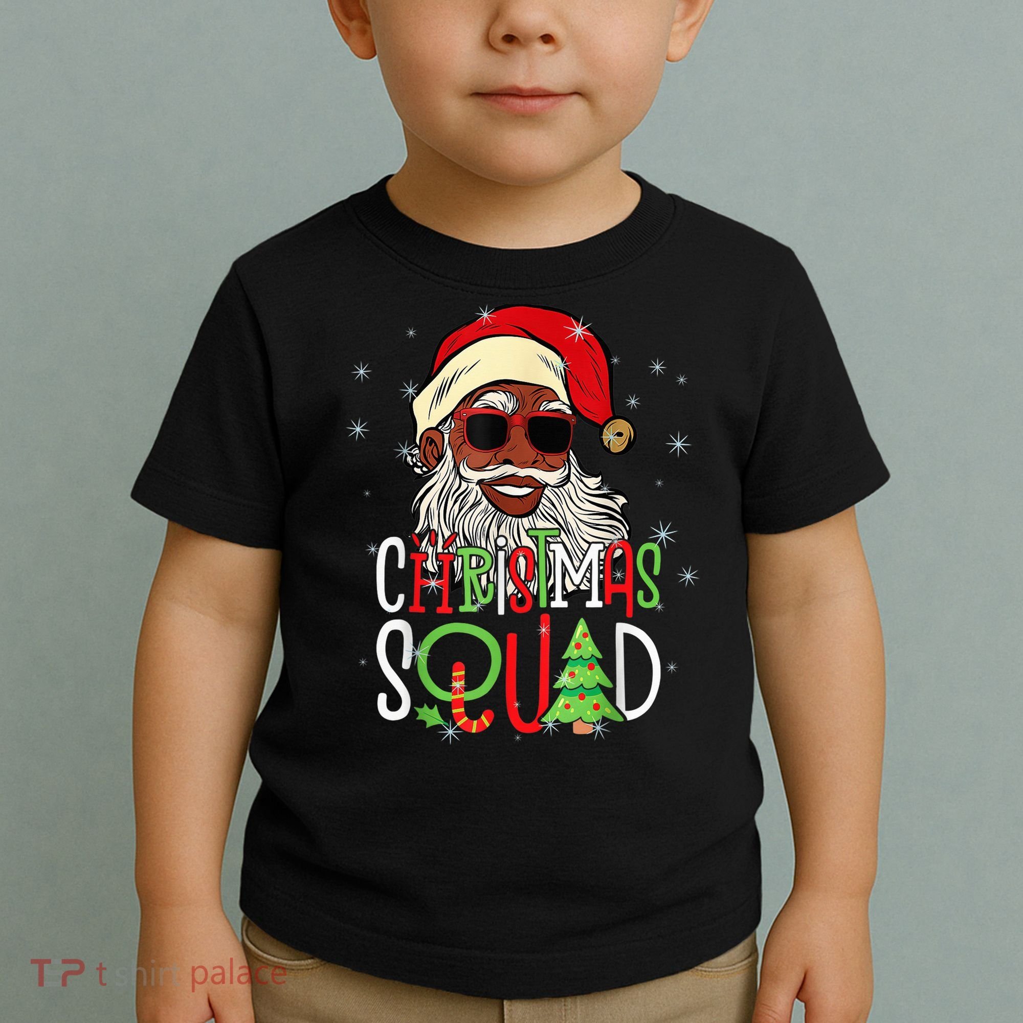 Santa Christmas Squad Black  African American Pajamas Toddler T-Shirt