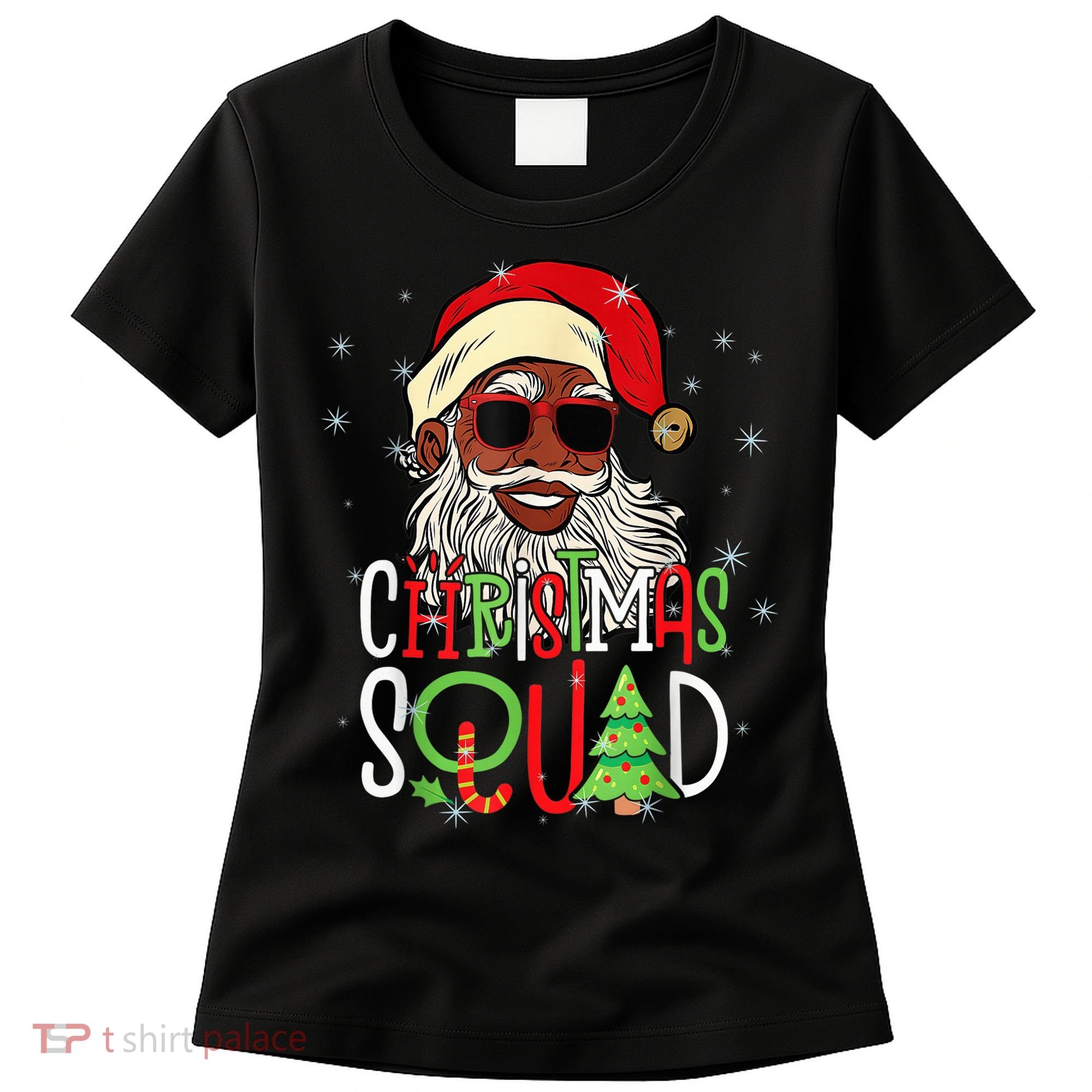Santa Christmas Squad Black  African American Pajamas Women's T-Shirt
