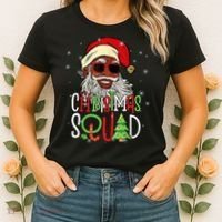 Santa Christmas Squad Black  African American Pajamas Women's T-Shirt thumb 2