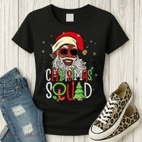 Santa Christmas Squad Black  African American Pajamas Women's T-Shirt thumb 3