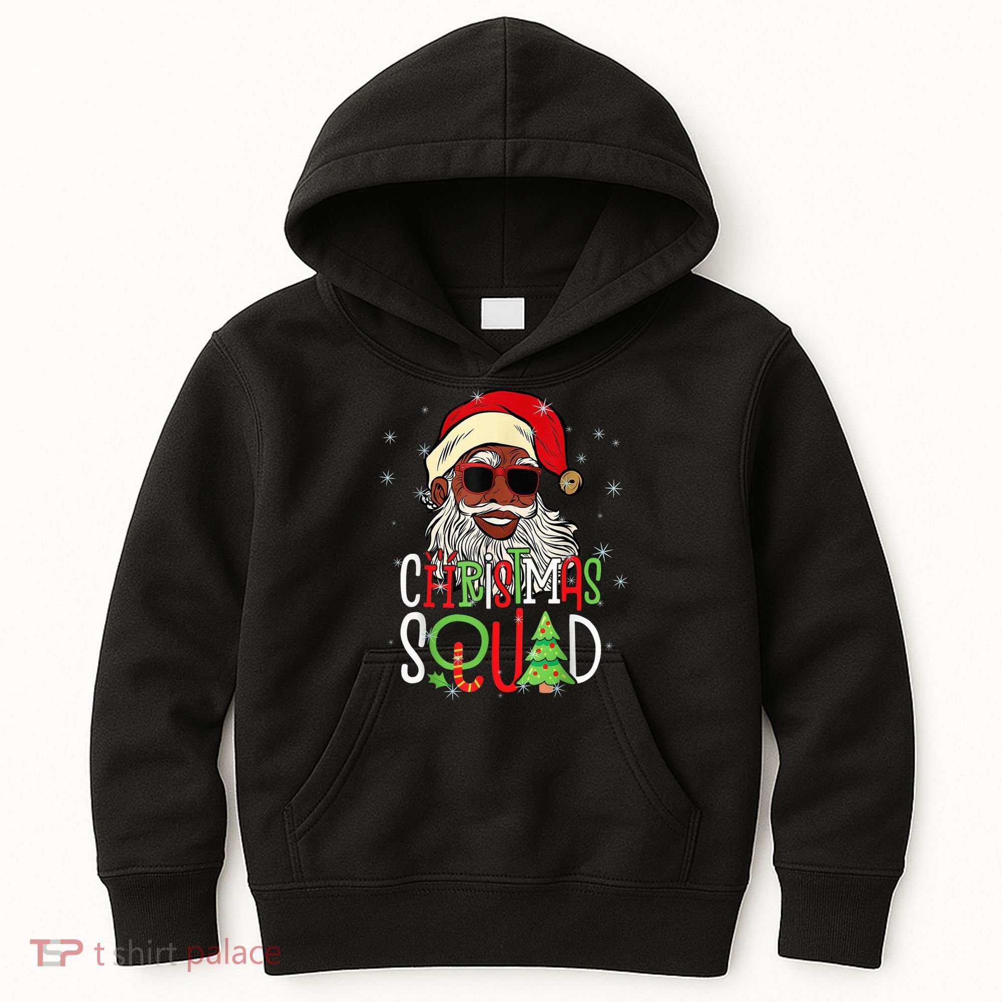 Santa Christmas Squad Black  African American Pajamas Kids Hoodie