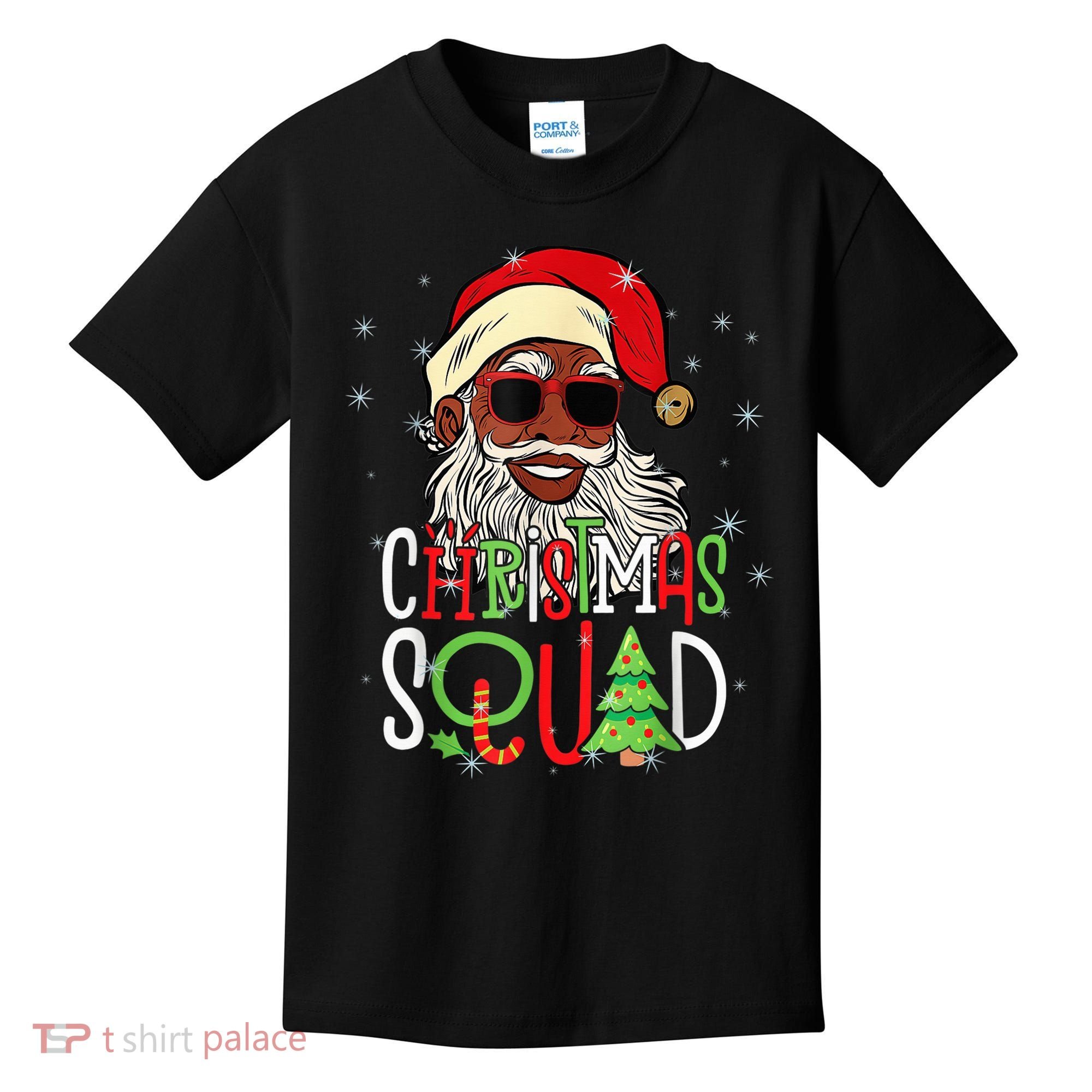 Santa Christmas Squad Black  African American Pajamas Kids T-Shirt