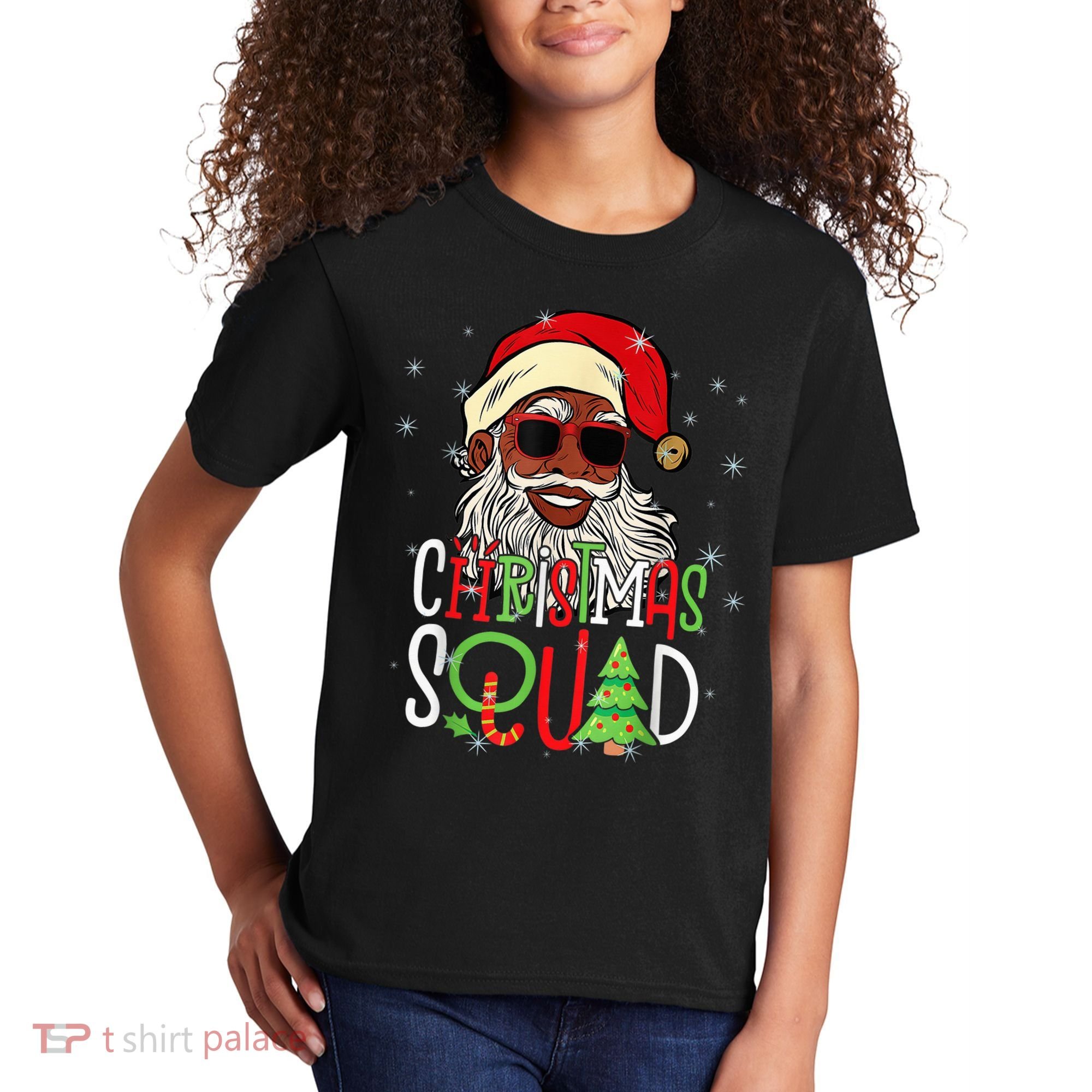 Santa Christmas Squad Black  African American Pajamas Kids T-Shirt