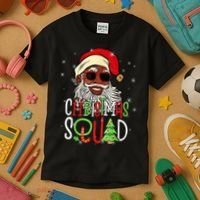 Santa Christmas Squad Black  African American Pajamas Kids T-Shirt thumb 3