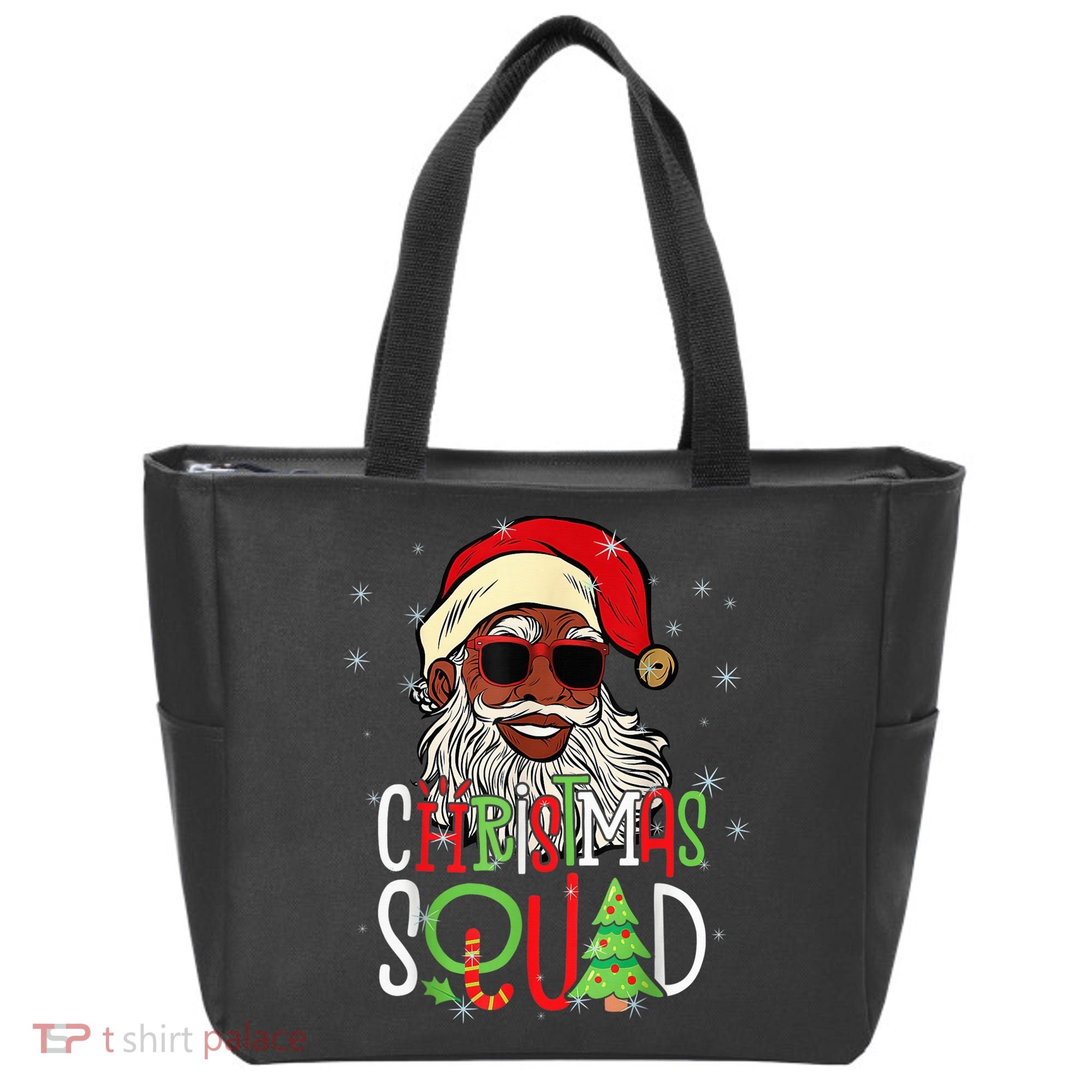 Santa Christmas Squad Black  African American Pajamas Tote Bag