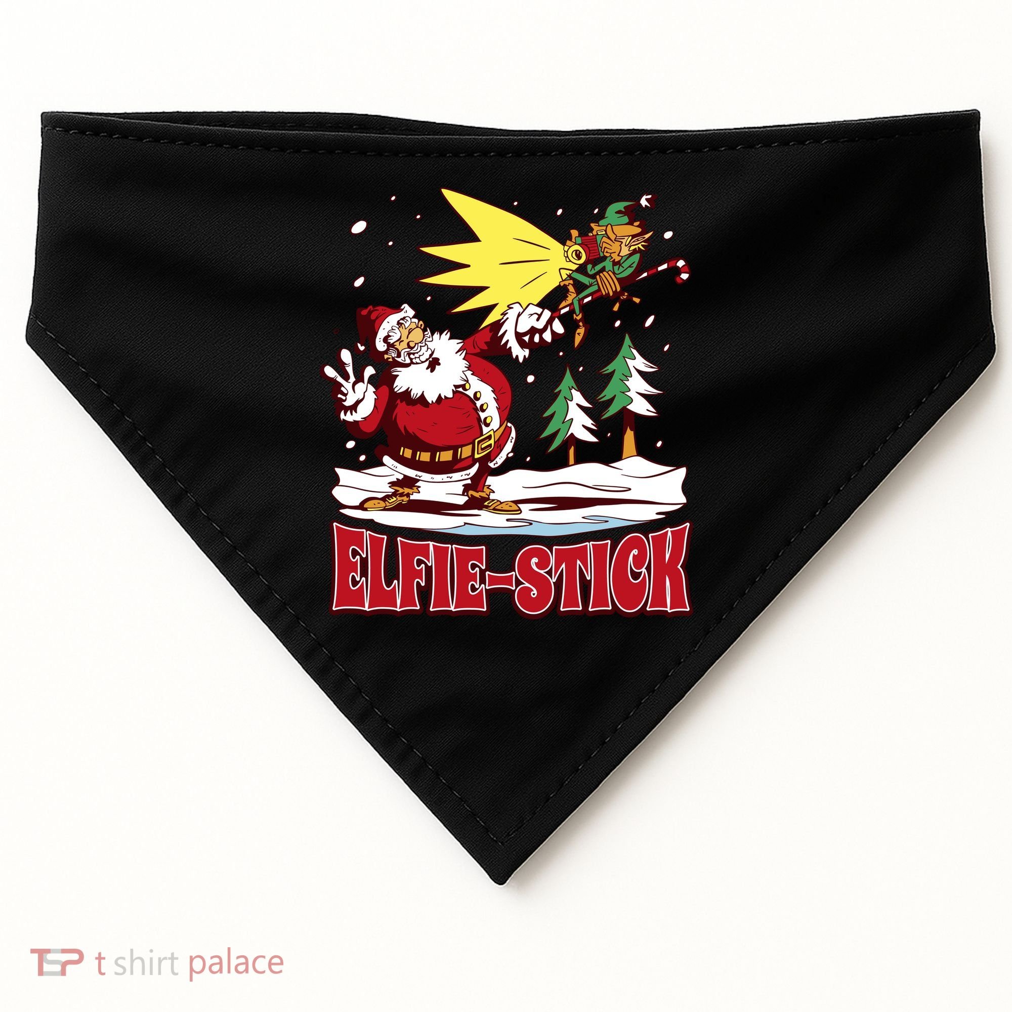 Santa Claus Selfie Funny Elf Christmas USA-Made Doggie Bandana