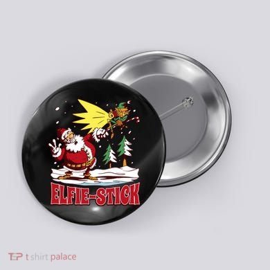 Santa Claus Selfie Funny Elf Christmas Button