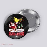 Santa Claus Selfie Funny Elf Christmas Button thumb 0