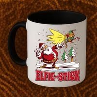 Santa Claus Selfie Funny Elf Christmas Coffee Mug thumb 2