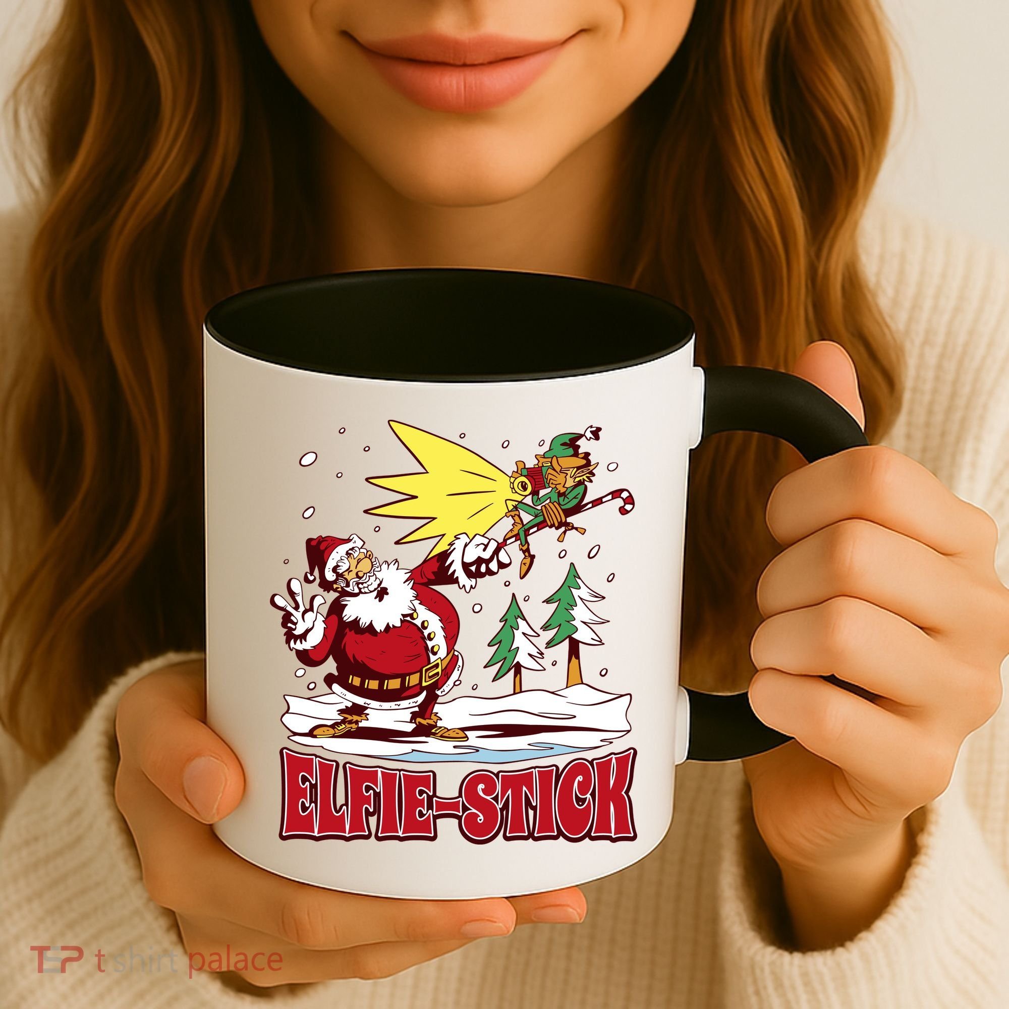 Santa Claus Selfie Funny Elf Christmas Coffee Mug