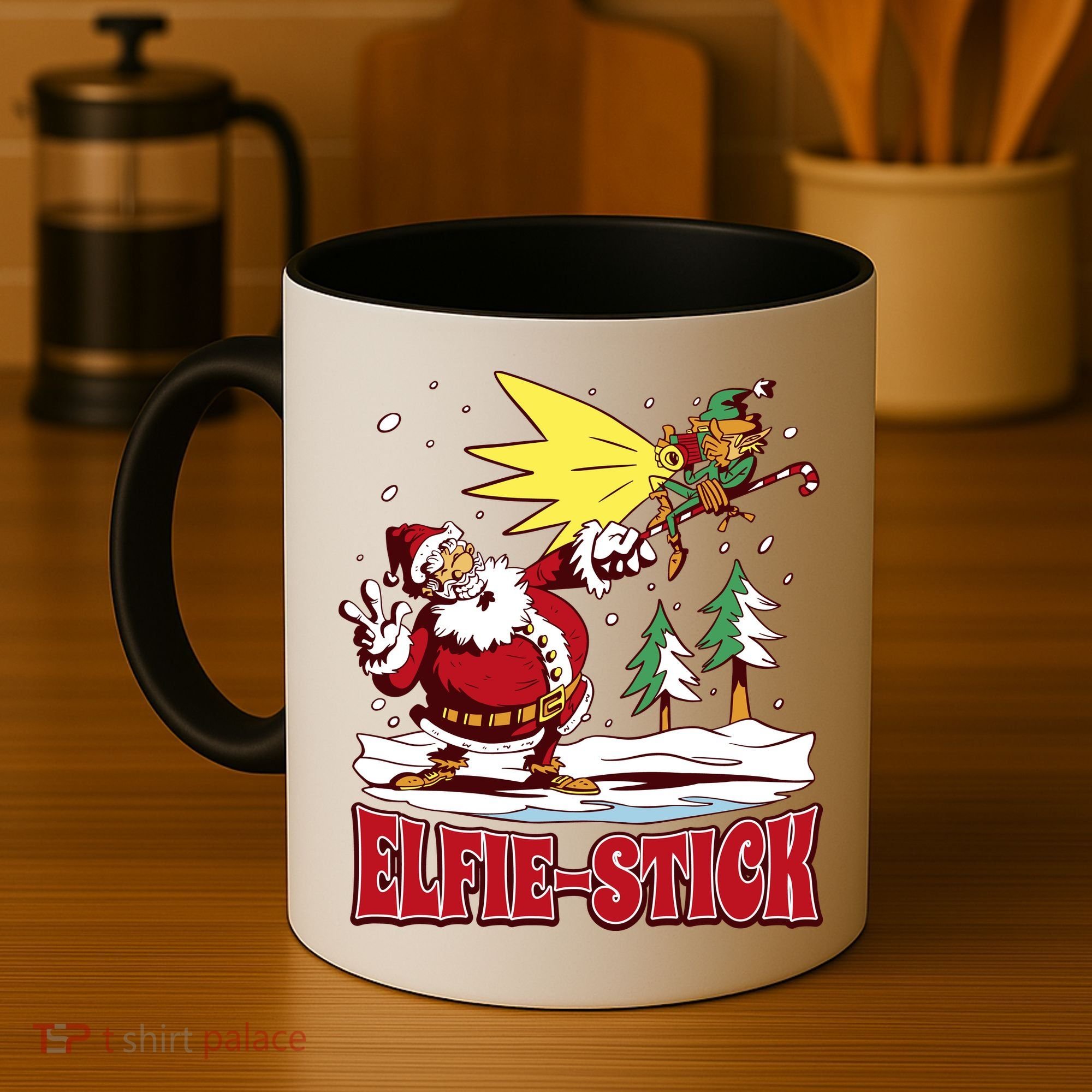 Santa Claus Selfie Funny Elf Christmas Coffee Mug