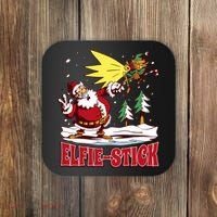 Santa Claus Selfie Funny Elf Christmas Coaster thumb 0