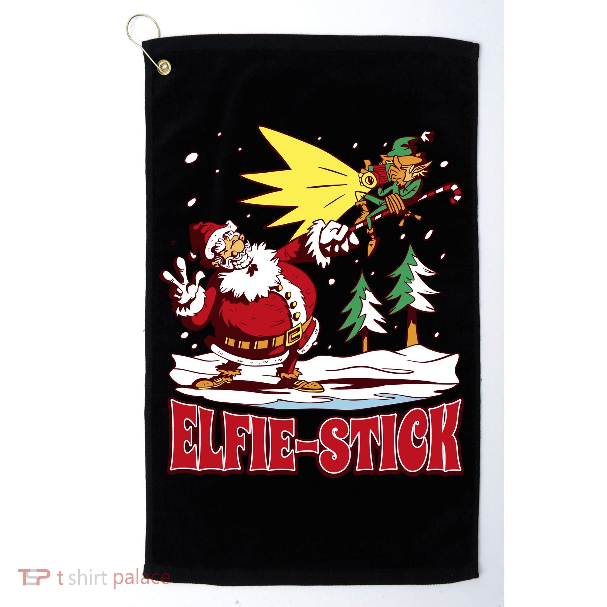 Santa Claus Selfie Funny Elf Christmas Golf Towel