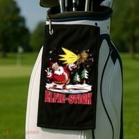 Santa Claus Selfie Funny Elf Christmas Golf Towel thumb 2