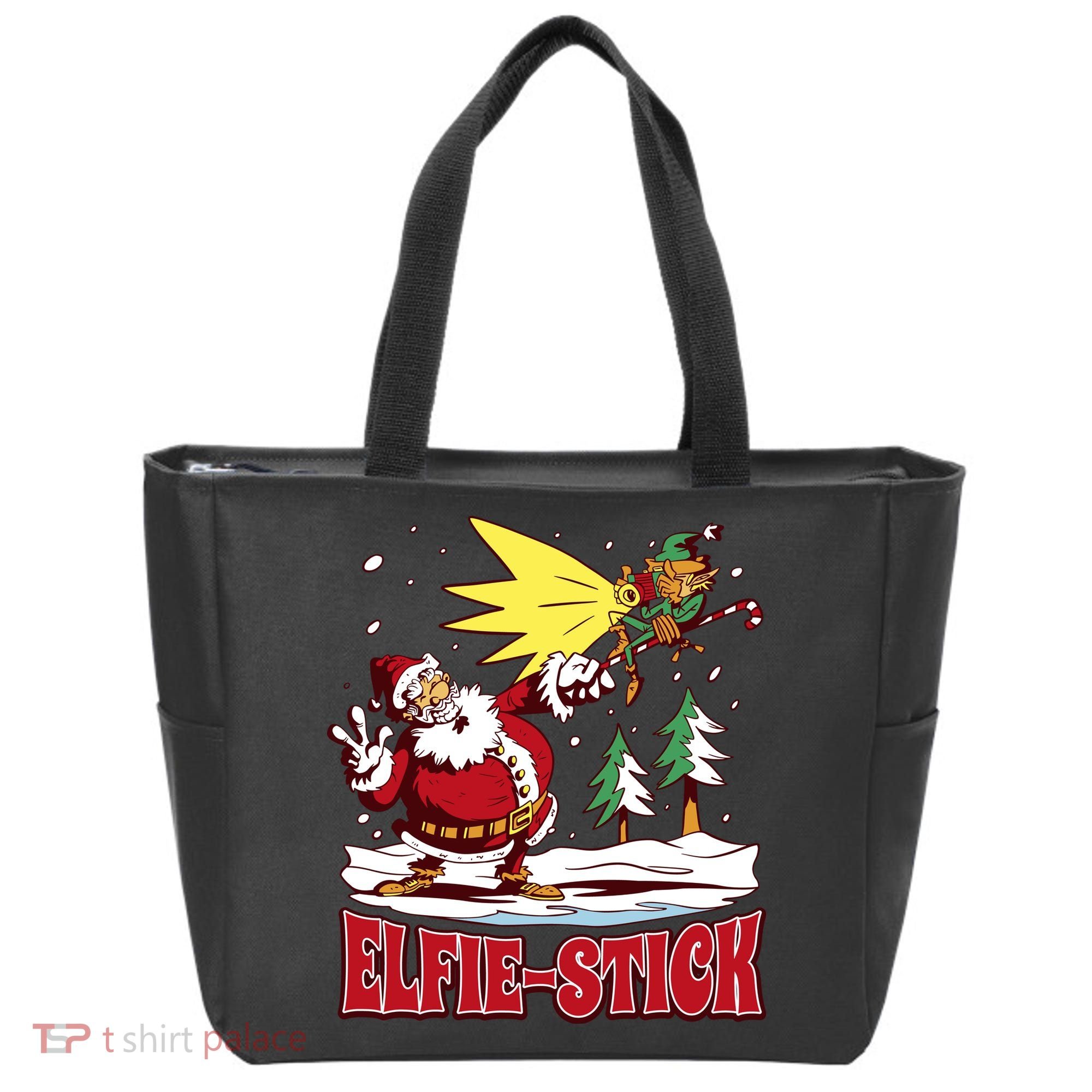 Santa Claus Selfie Funny Elf Christmas Tote Bag