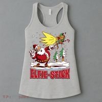 Santa Claus Selfie Funny Elf Christmas Women's Tank Top thumb 3