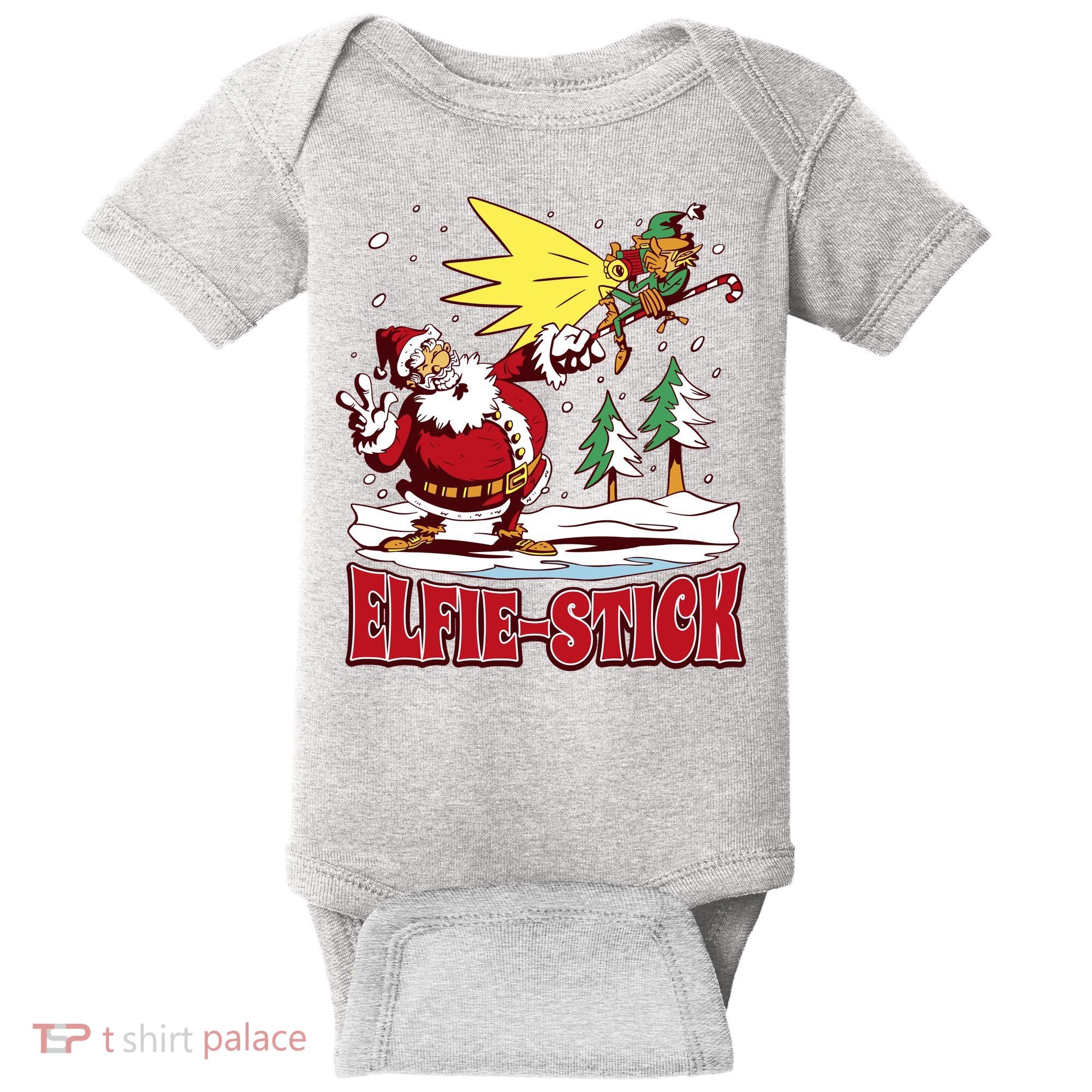 Santa Claus Selfie Funny Elf Christmas Baby Bodysuit