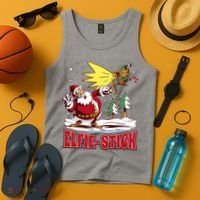 Santa Claus Selfie Funny Elf Christmas Tank Top thumb 4