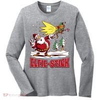 Santa Claus Selfie Funny Elf Christmas Women's Long Sleeve Shirt thumb 0