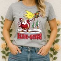 Santa Claus Selfie Funny Elf Christmas Women's T-Shirt thumb 2