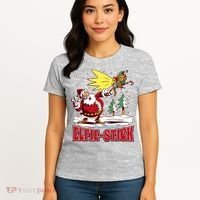 Santa Claus Selfie Funny Elf Christmas Women's T-Shirt thumb 4